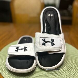 Under Armour Black and White Slide Sandals